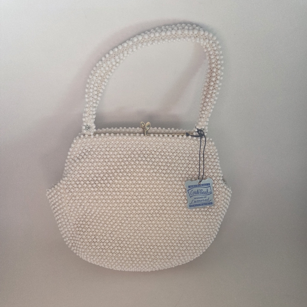 Corde Bead White Pearl Handbag